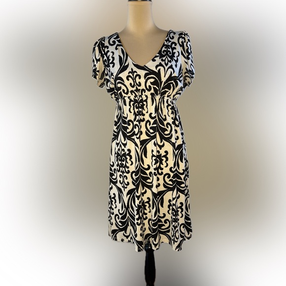 R Rouge Black and Cream V neck Dress - Picture 1 of 13